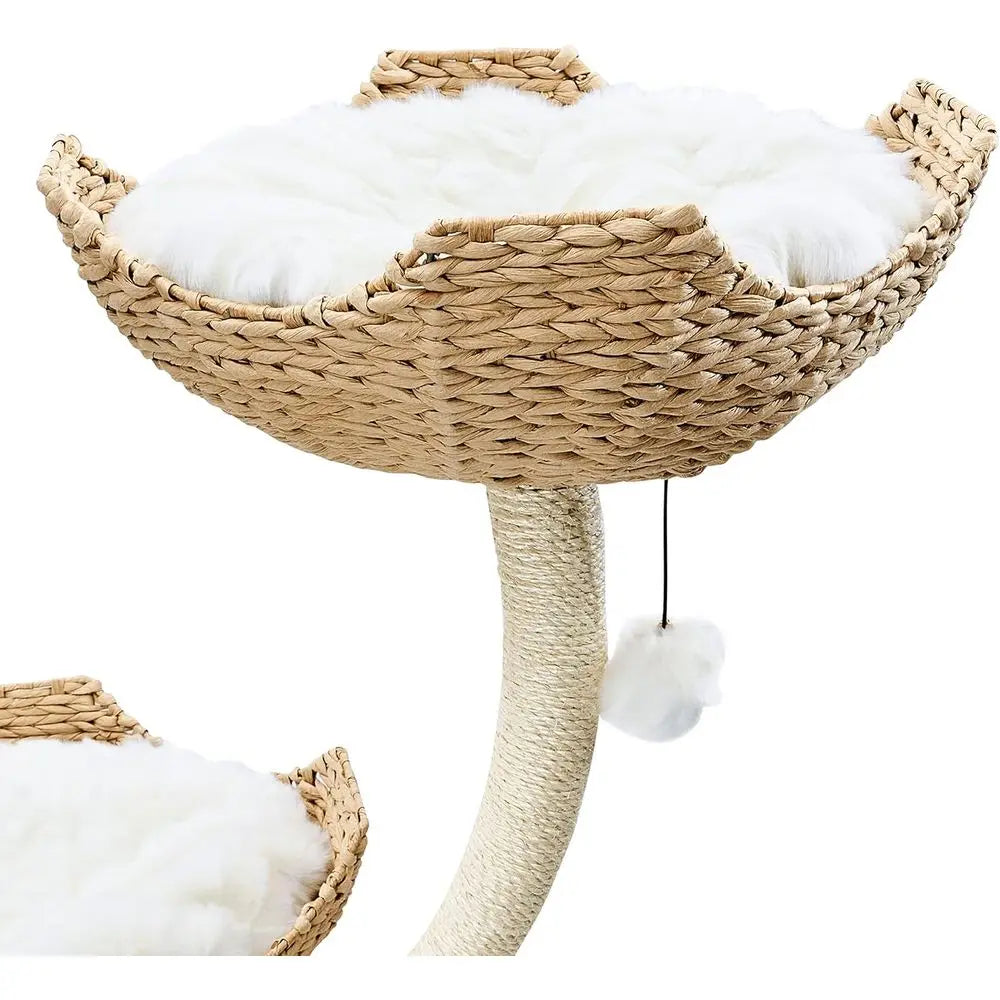 Luxury 73" Large Cat Tree Tower | Wicker Scratching Post for Big & Multiple Cats | ElaPaw
