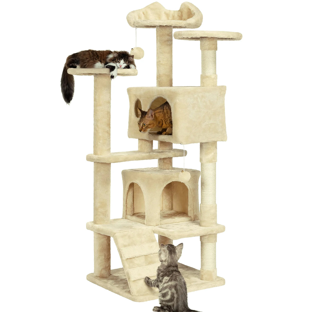 Large Cat House for Kittens & Cat Tree Cat Tower Condo with 2 Condos Scratching Posts Large Cat House for Kittens & Cats