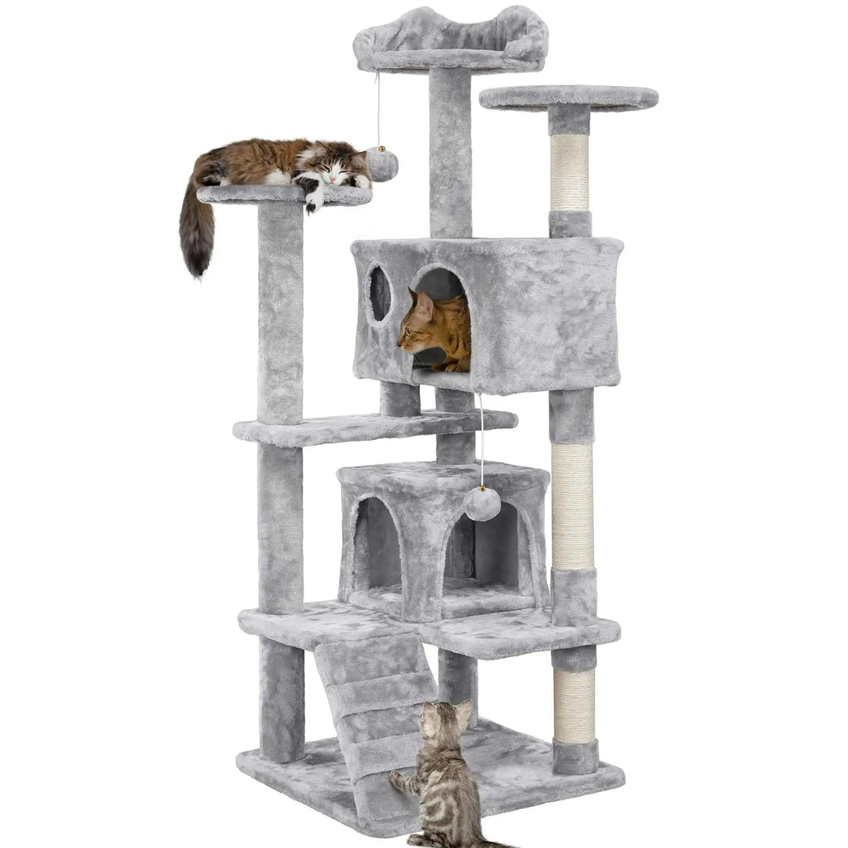 Large Cat House for Kittens & Cat Tree Cat Tower Condo with 2 Condos Scratching Posts Large Cat House for Kittens & Cats