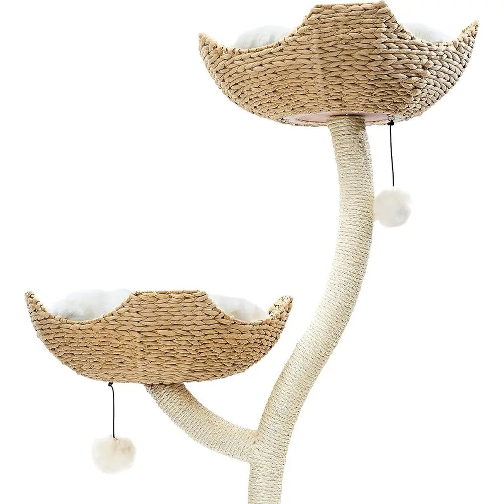 Luxury 73" Large Cat Tree Tower | Wicker Scratching Post for Big & Multiple Cats | ElaPaw