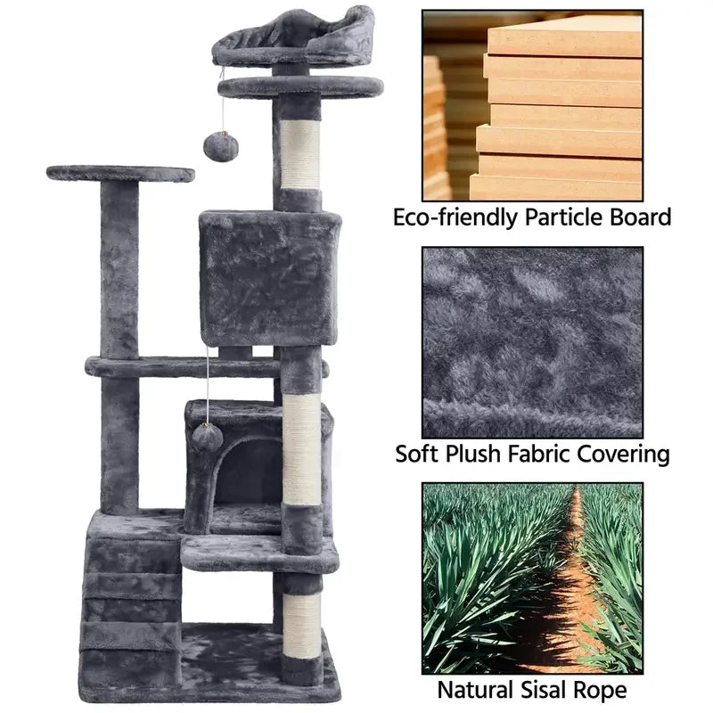 Large Cat House for Kittens & Cat Tree Cat Tower Condo with 2 Condos Scratching Posts Large Cat House for Kittens & Cats