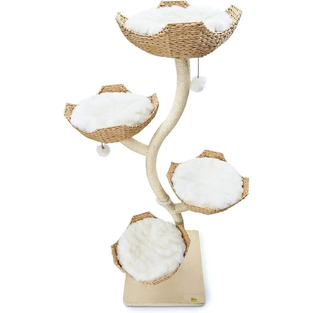 Luxury 73" Large Cat Tree Tower | Wicker Scratching Post for Big & Multiple Cats | ElaPaw