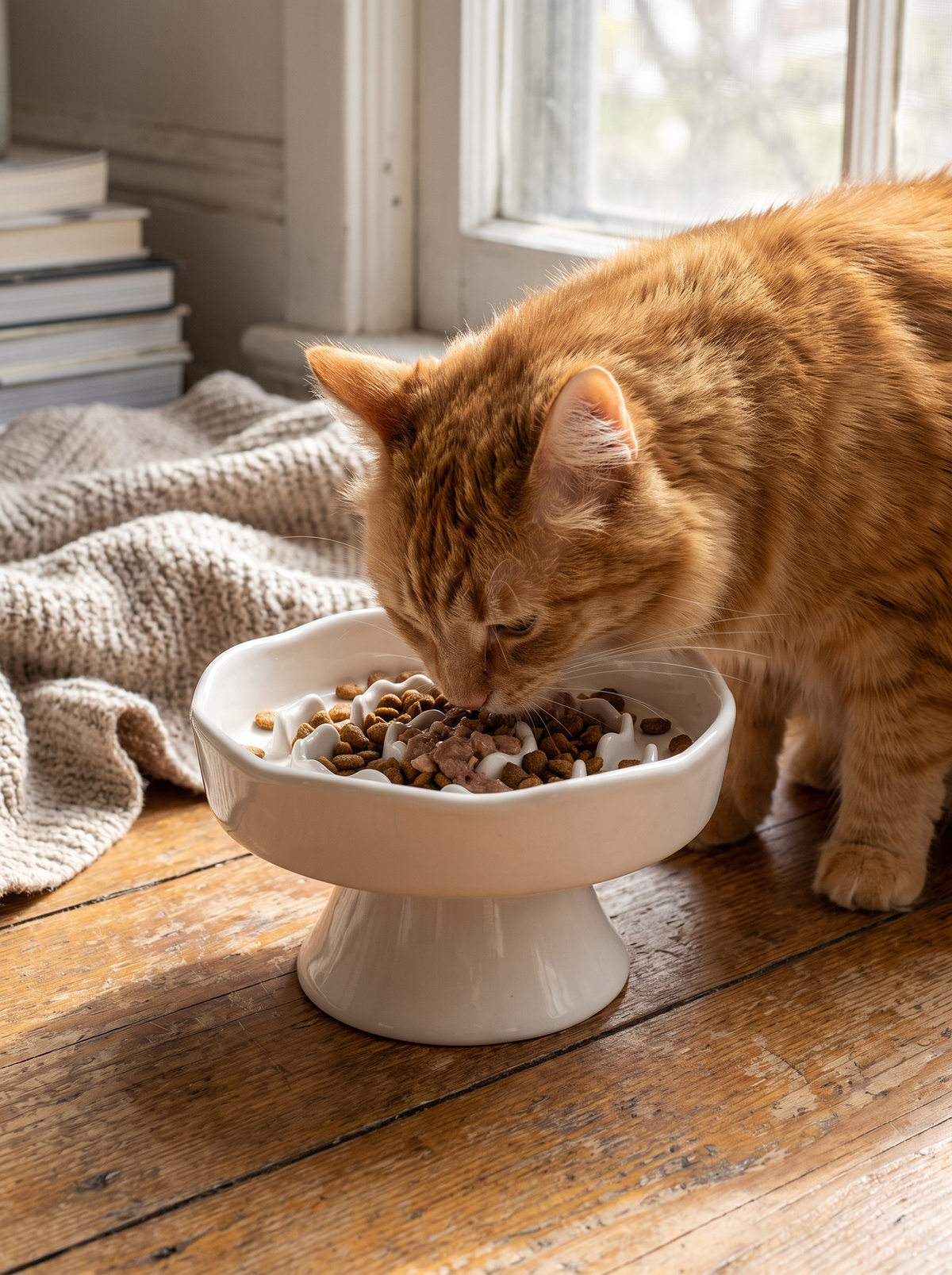 Ceramic Elevated Slow Feeder Bowl image with text 2