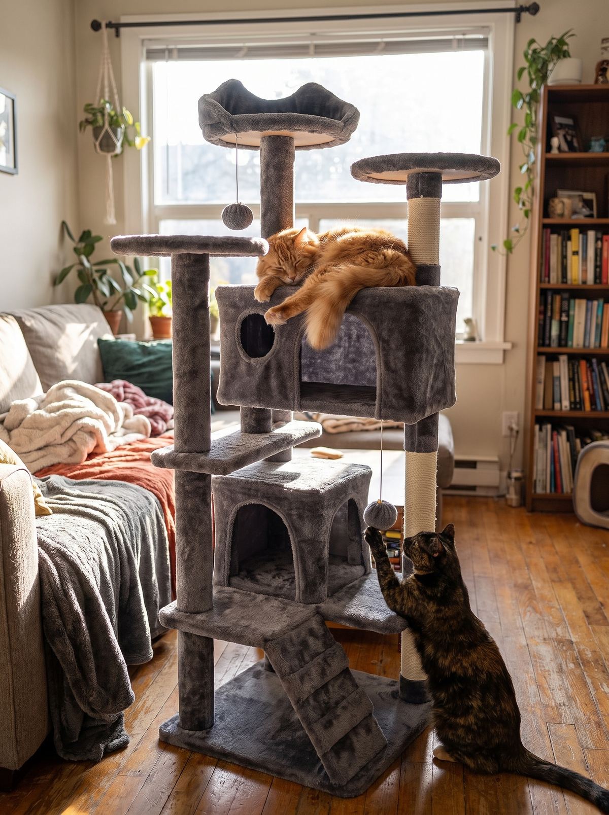 Large Cat House for Kittens & Cat Tree Condo image with text 2