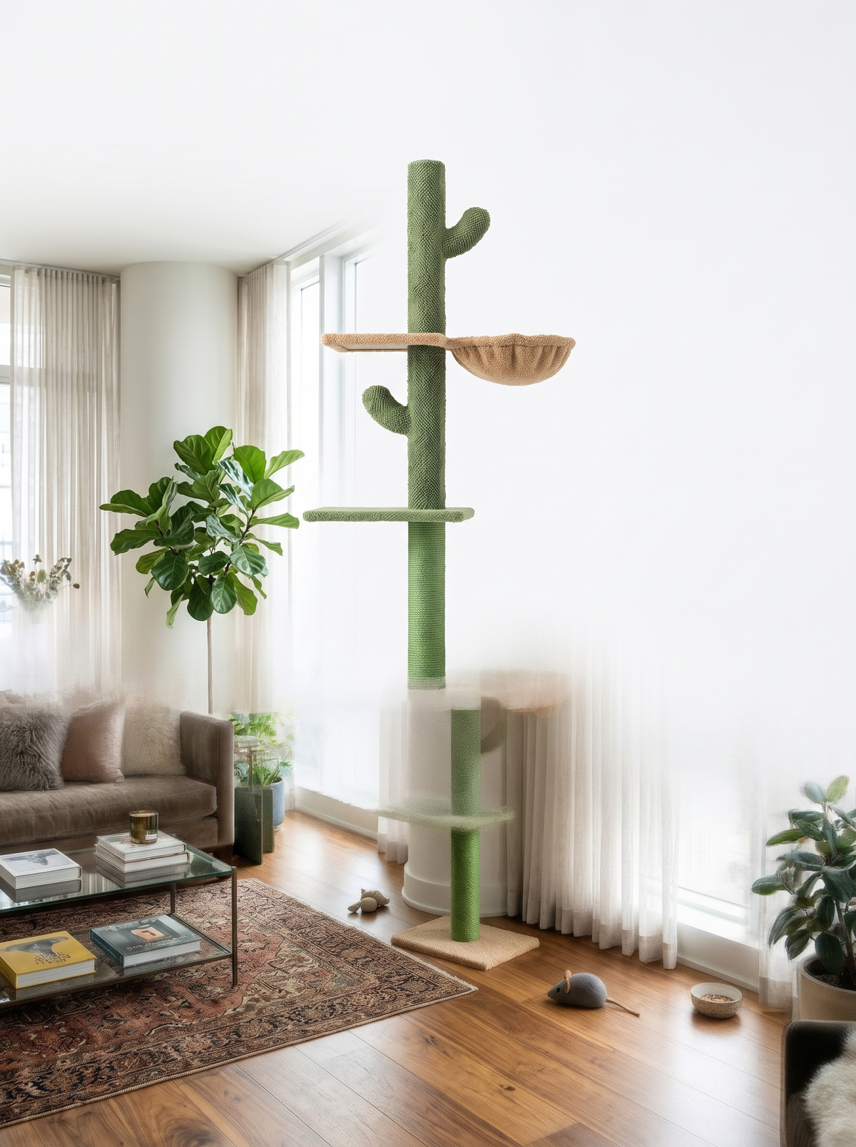 Floor to Ceiling Cat Tree 5-Tier Cactus image with text 3
