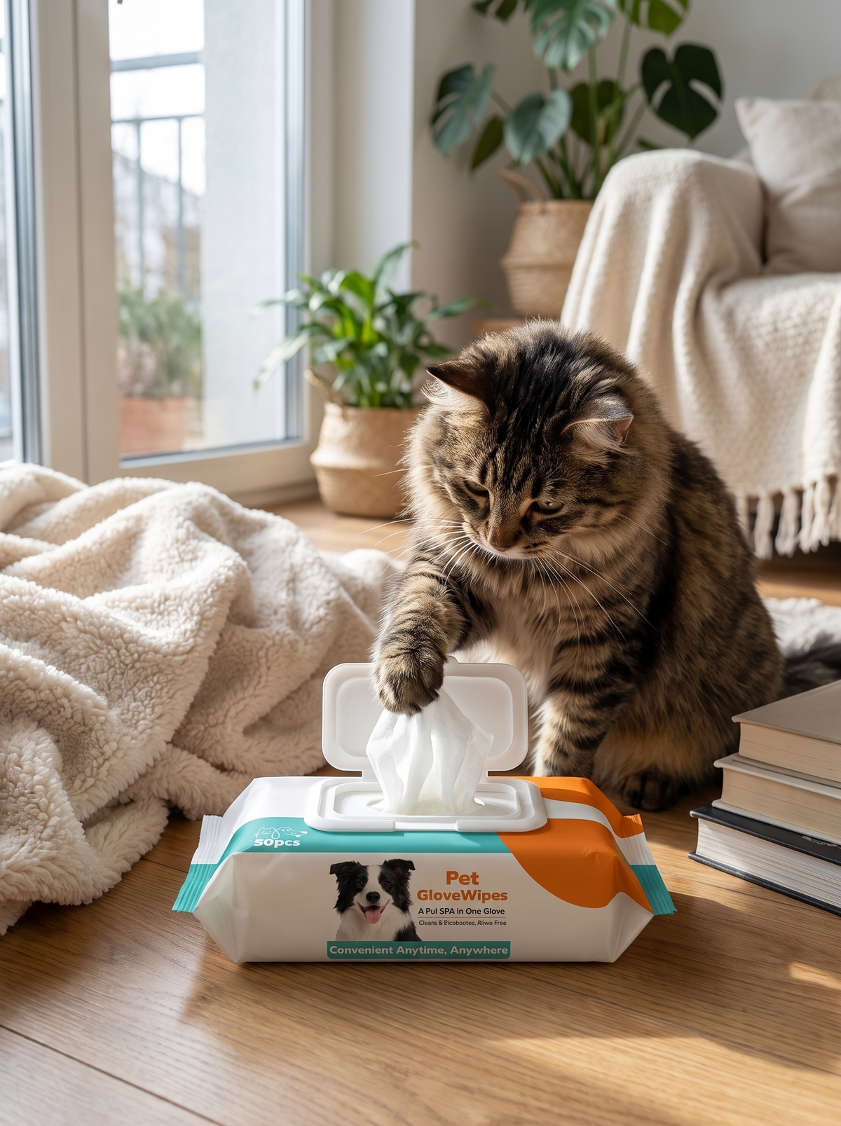 Waterless Pet Cleaning Grooming Gloves image with text 2